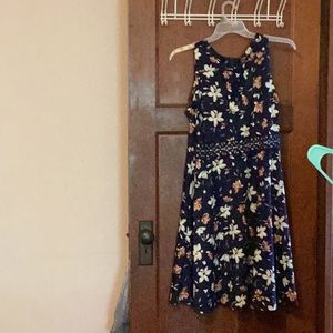 2XL - dress navy with flowers